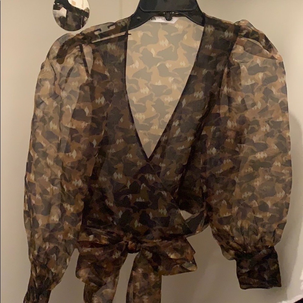 Zara Organza Wrap Blouse